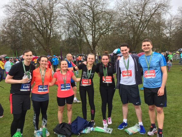 Deloitte Liverpool team of runners fundraising in Liverpool Spring 10k in Sefton Park