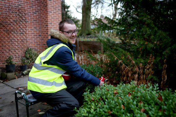 Gardening students working on the grounds at Greenbank
